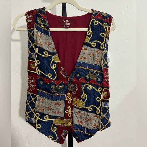 Vintage JoJo Co Ltd Maroon Rayon Vest / Vntg Top - Picture 4 of 7